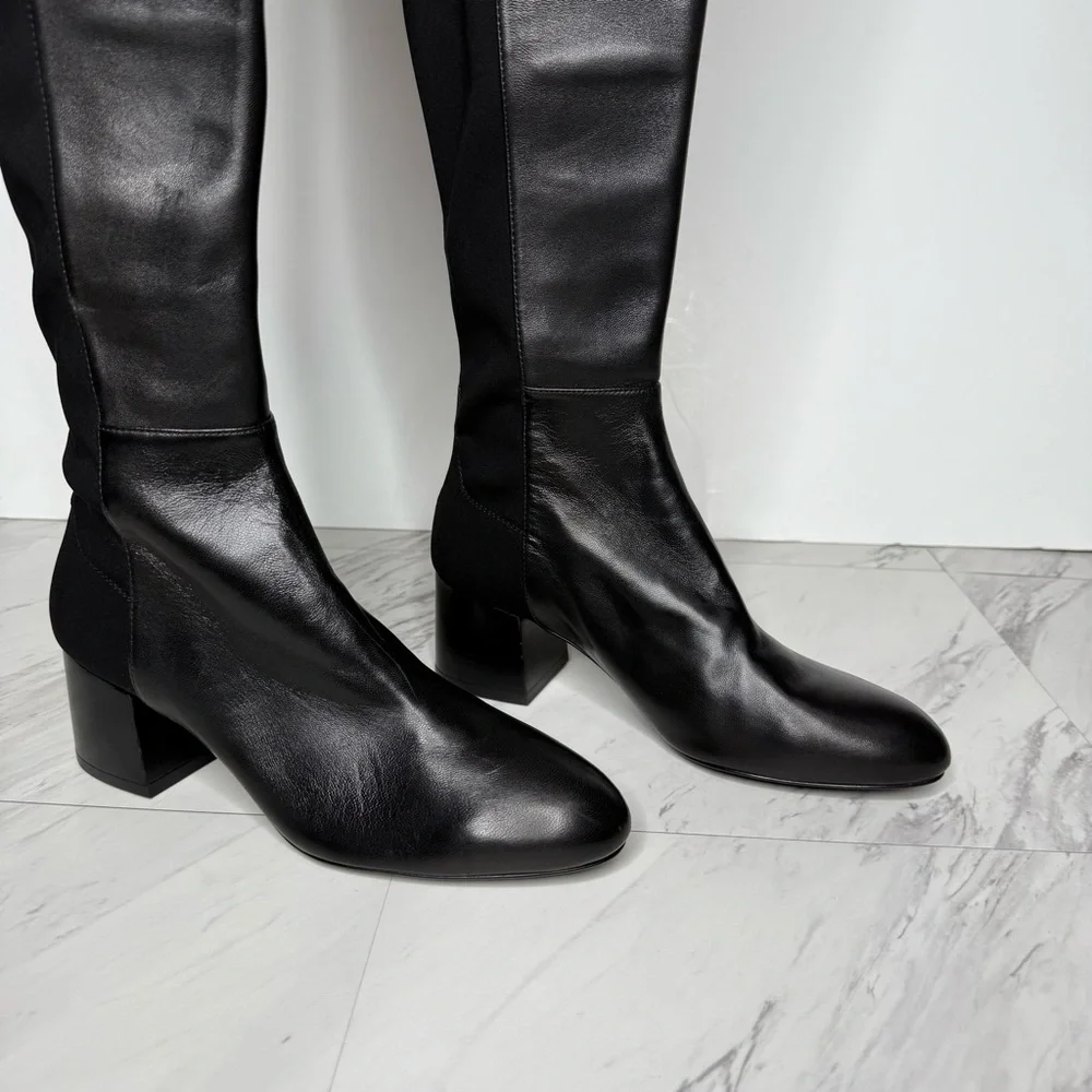 Stuart Weitzman Black Leather Over the Knee Boot 7B
